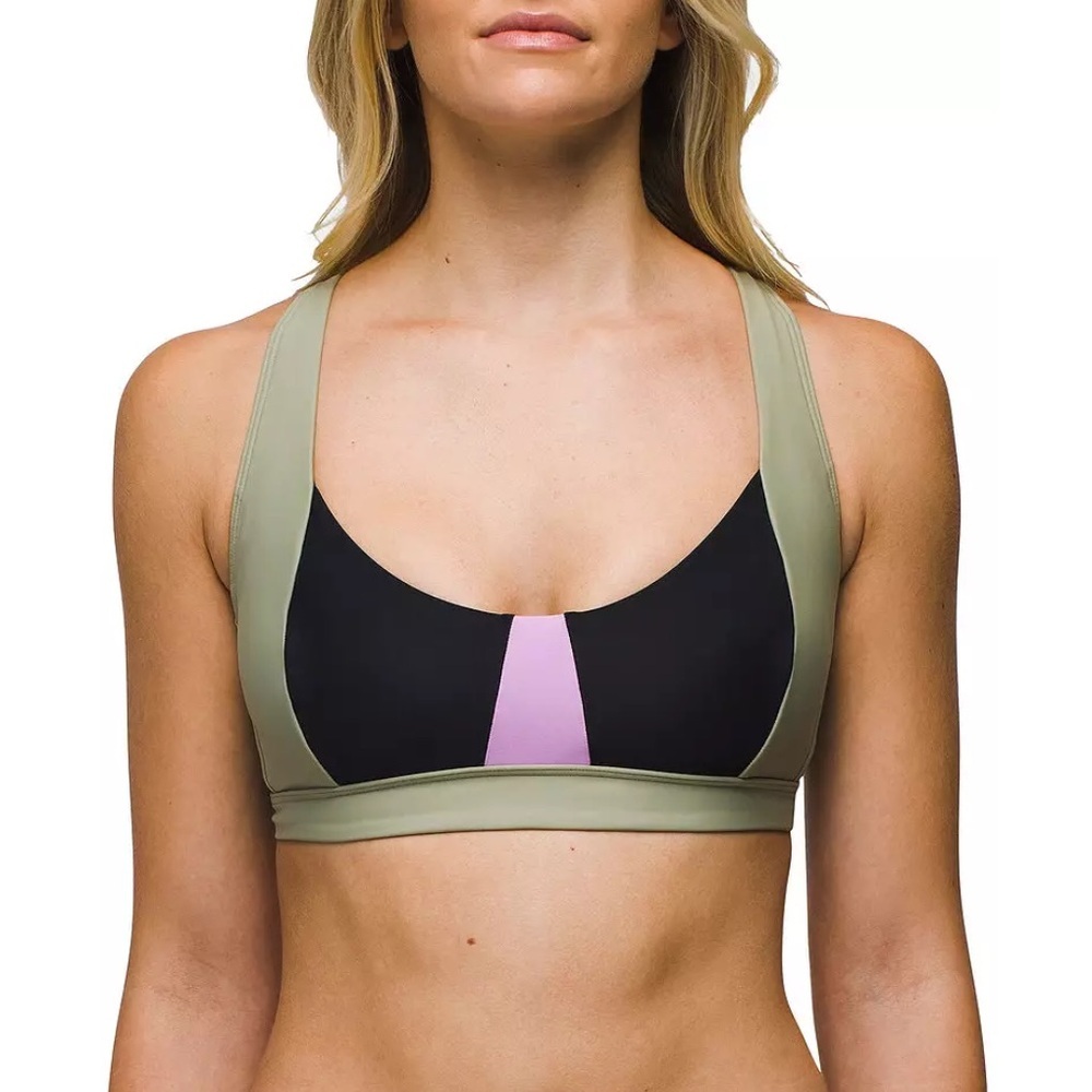 New With TagsprAna Tulum Black Colorblock Bikini Top Size Large